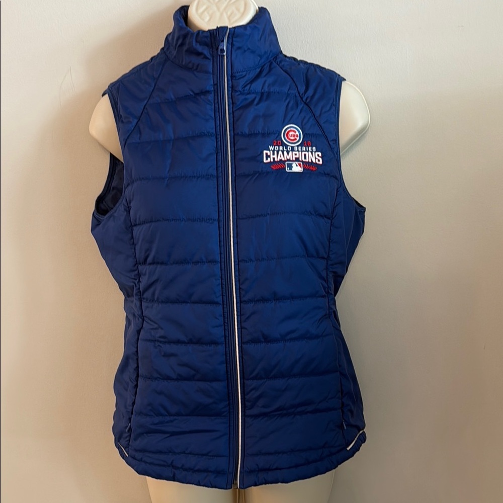 Chicago Cubs Women's 'World Series Champions' Quilted Puffer Vest Blue Small